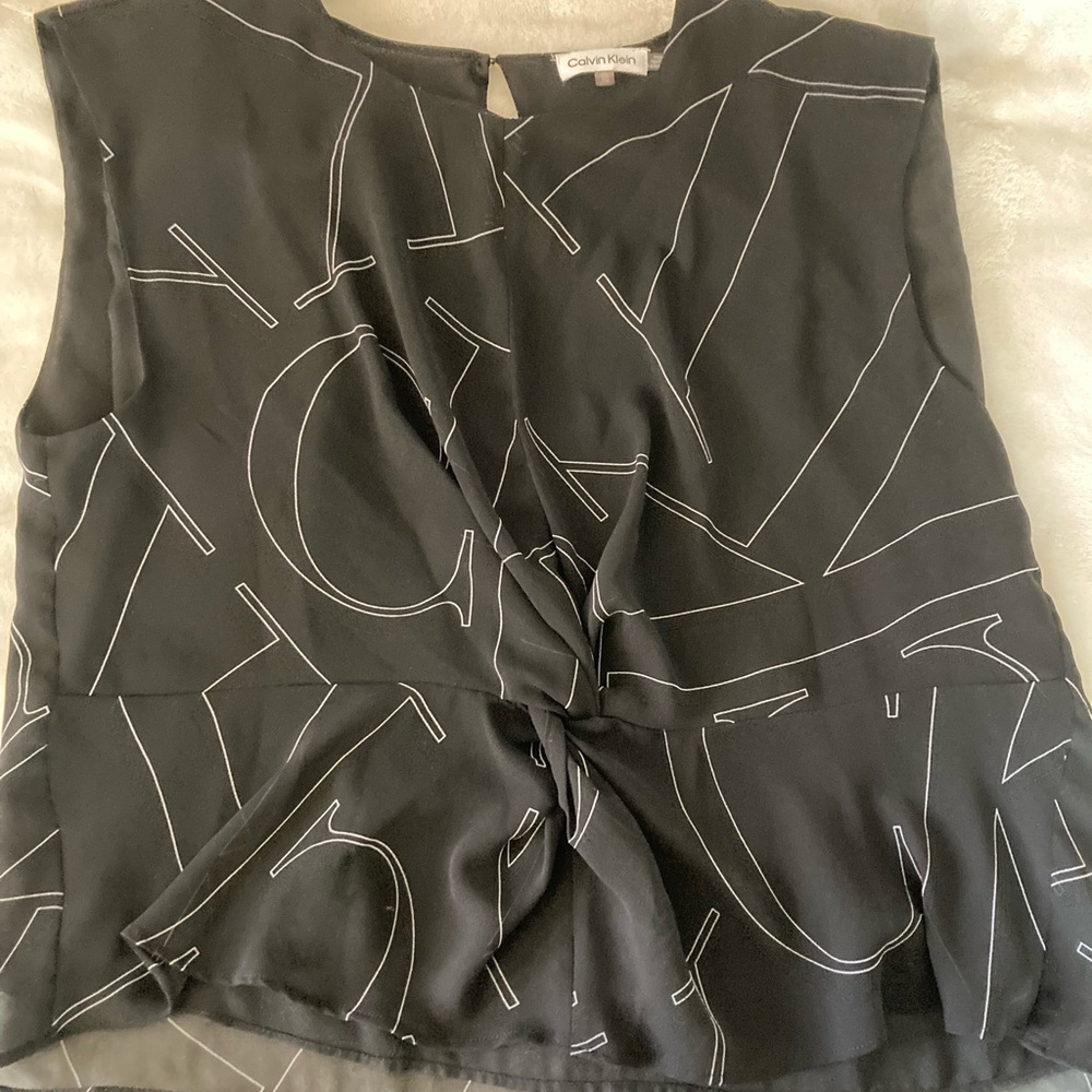 Calvin Klein Black Professional Blouse with Graphic Design